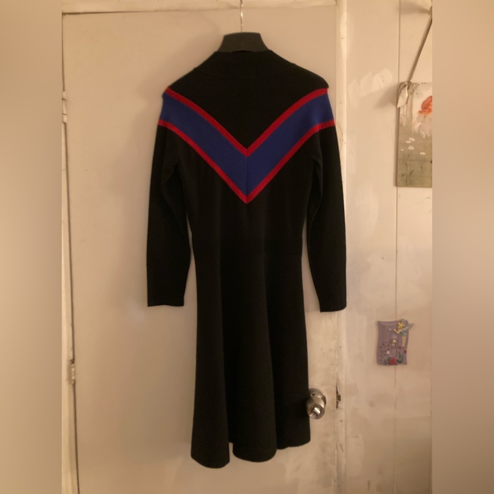 Rare LANA DEL REY Sandro Chevron Black Knit Dress (L) - Picture 8 of 14
